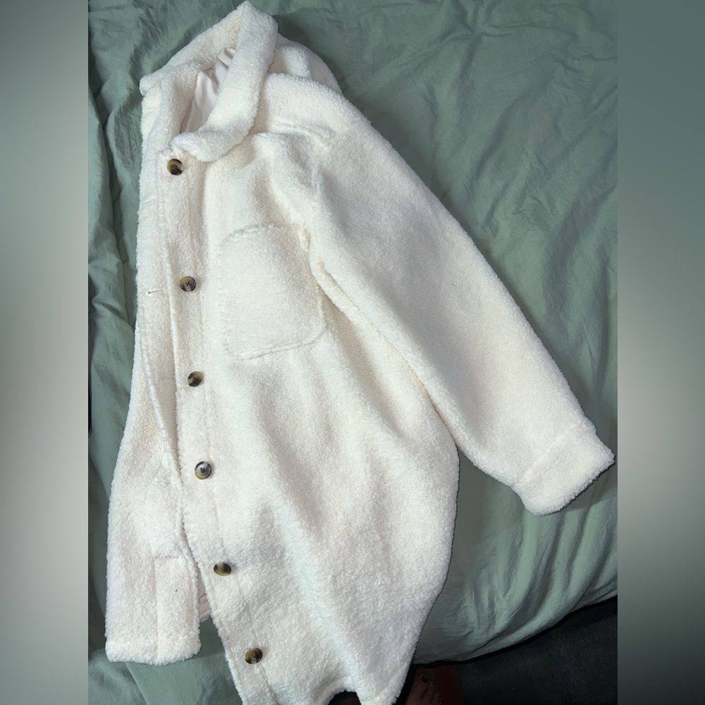 Old Navy Long White Sherpa/ Teddy Jacket